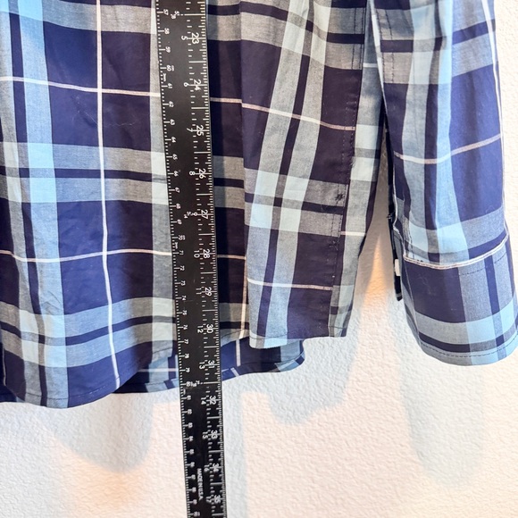 Men’s Classic Preppy Plaid Stretch Button Down Shirt Blue Club Room XXL - Picture 6 of 8